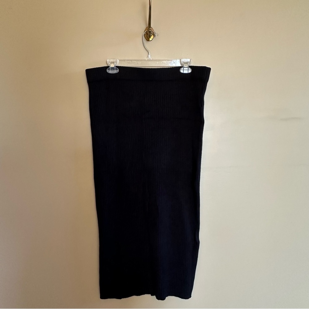 Worthington Black Knit Midi Skirt with Side Slit- XL